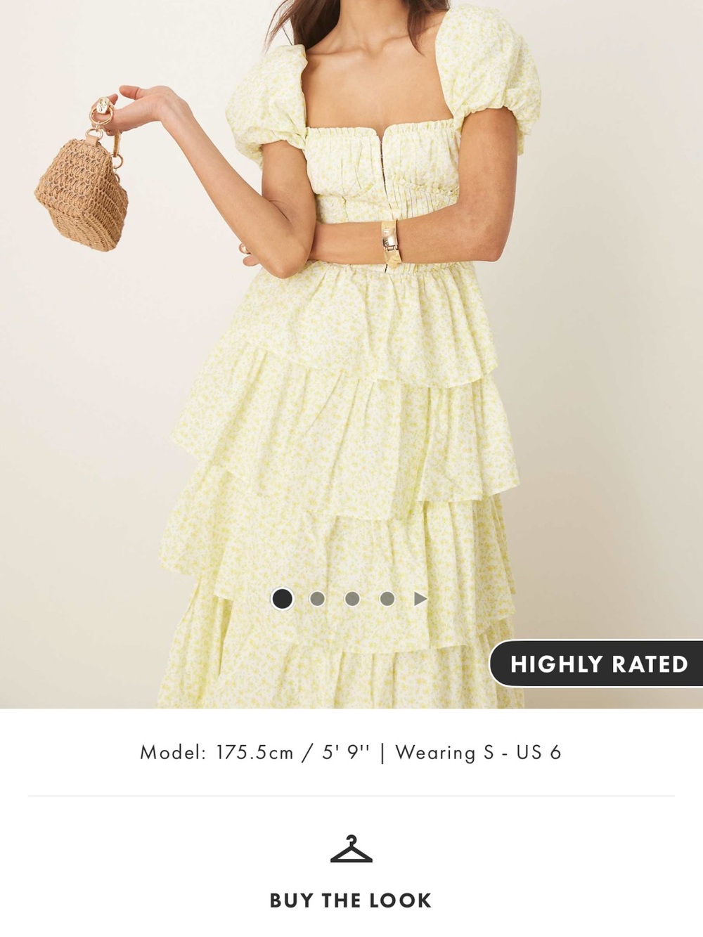 Tiered Puff-Sleeve Maxi Dress in Light Yellow - Women's Dress